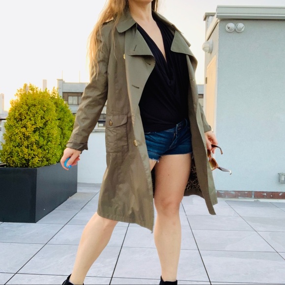 Baby Phat Double-Breasted Trench Coat Weather Leopard Camo Green Trench Coat - Picture 7 of 15